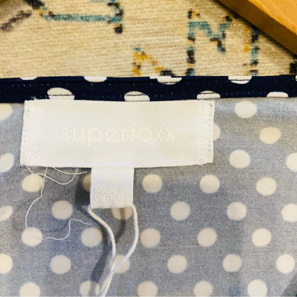 SUPERFOXX NWT NAVY & WHITE Polka Dot Fitted Ruched Midi DRESS - Picture 4 of 6